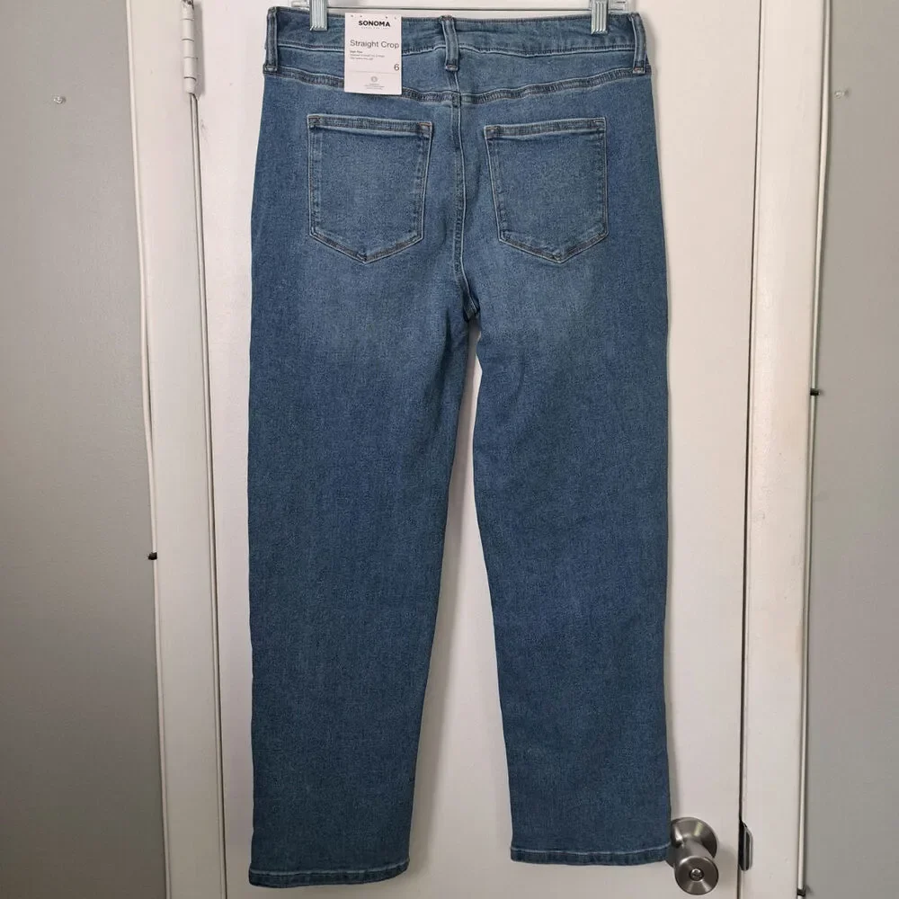 Sonoma Straight Crop High Rise Jeans Blue Denim Size 6 NWT - Picture 2 of 7